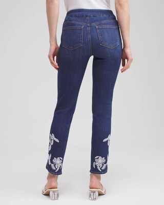 Embroidered Pull-on Ankle Jeggings