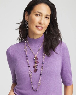 Double Strand Violet Bead Necklace
