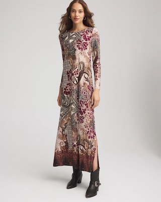Patchwork Boatneck Column Maxi Dress