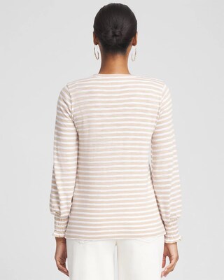 Stripe Smocked Cuff Tee