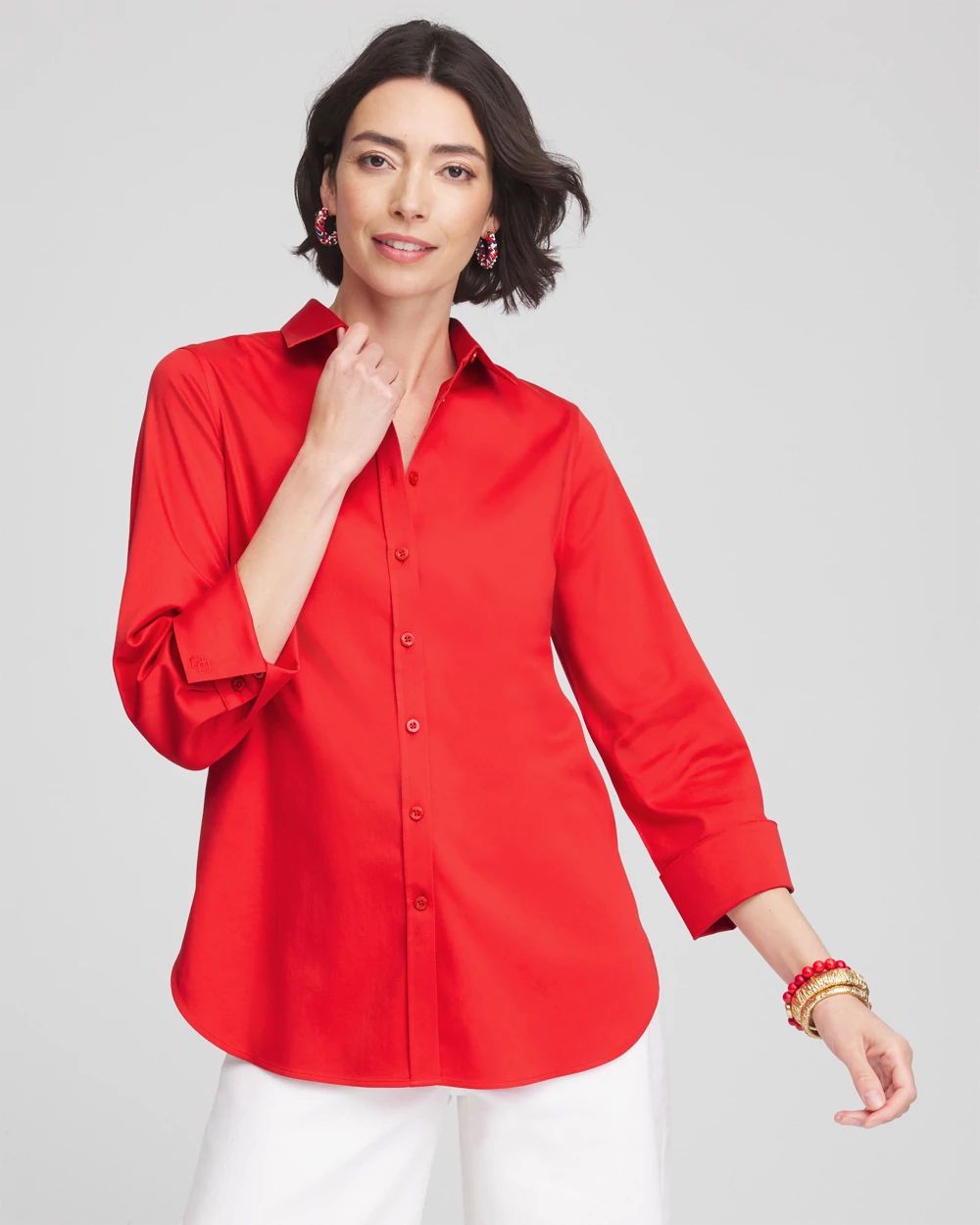 No Iron™ 3/4 Sleeve Stretch Shirt