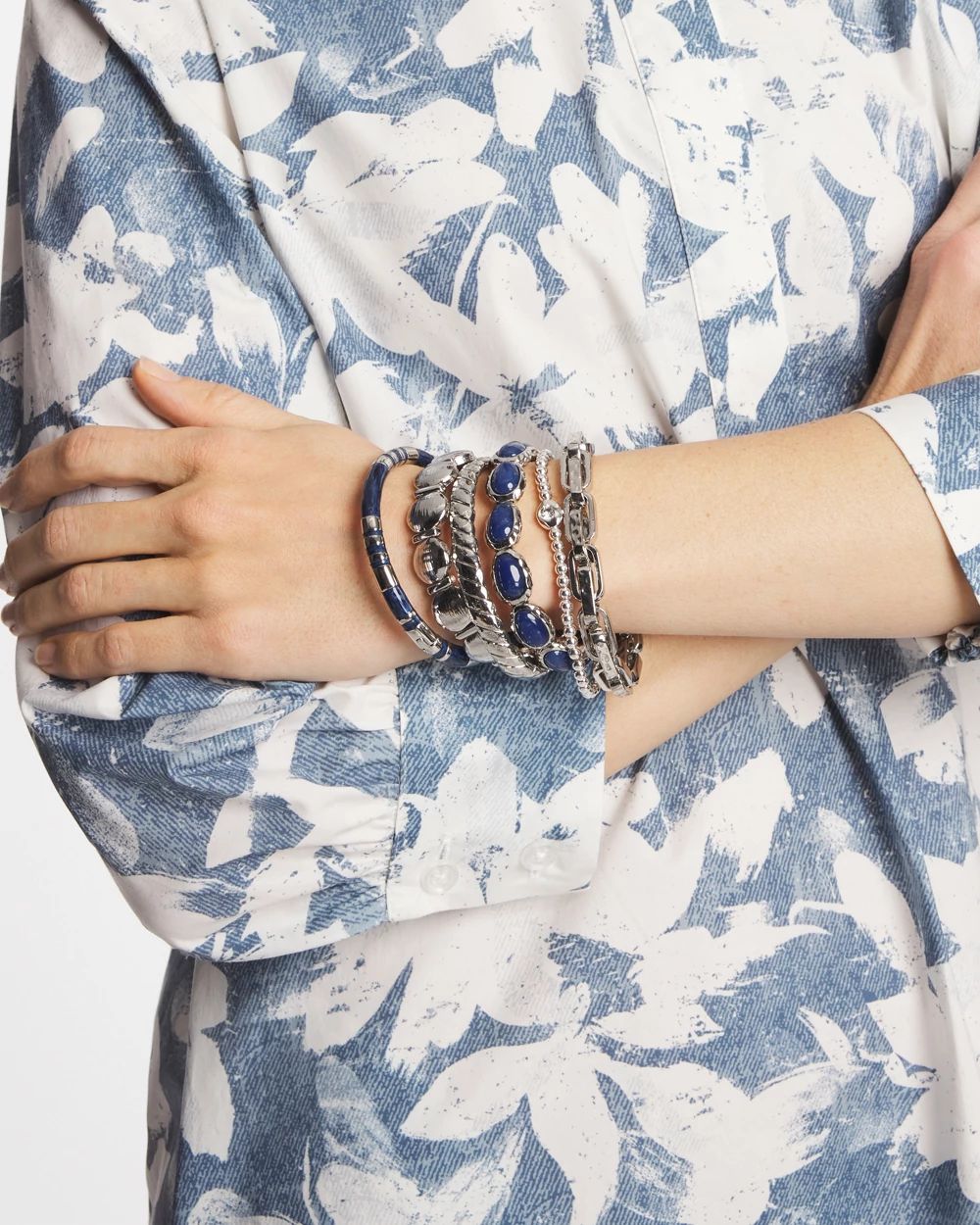 Blue Enamel Hinge Bangle click to view larger image.