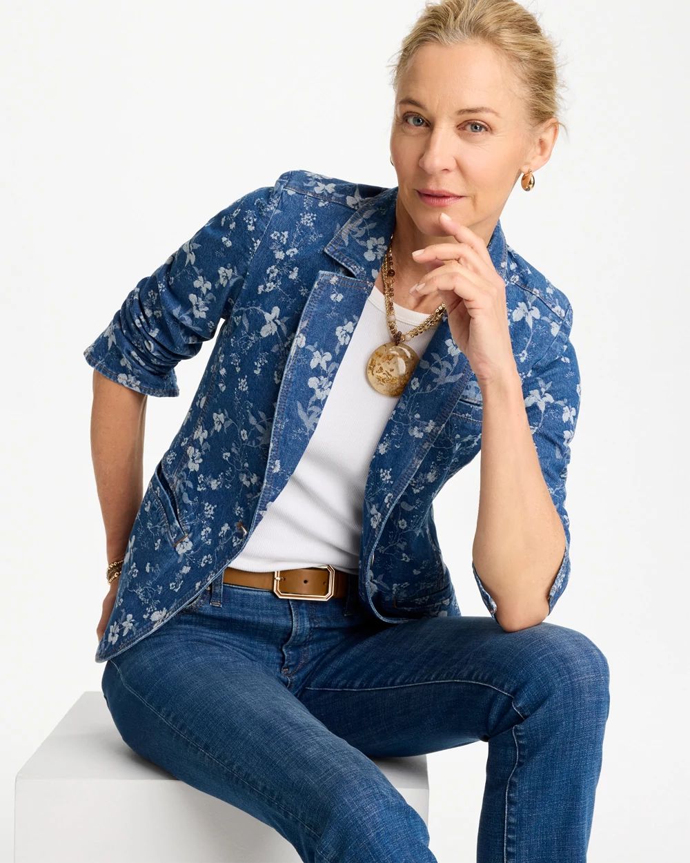 Jacquard Denim Blazer