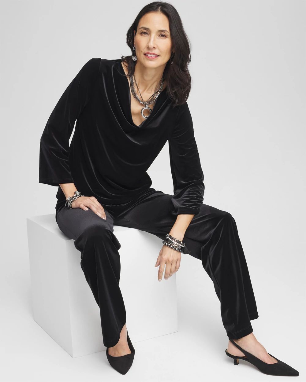 Travelers™ Velvet Cowlneck Top