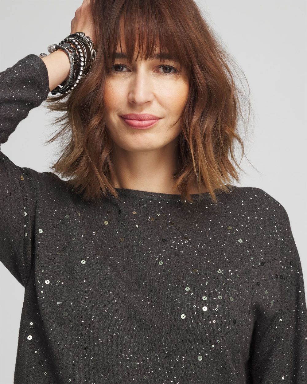 Scattered Sequin Pullover Sweater