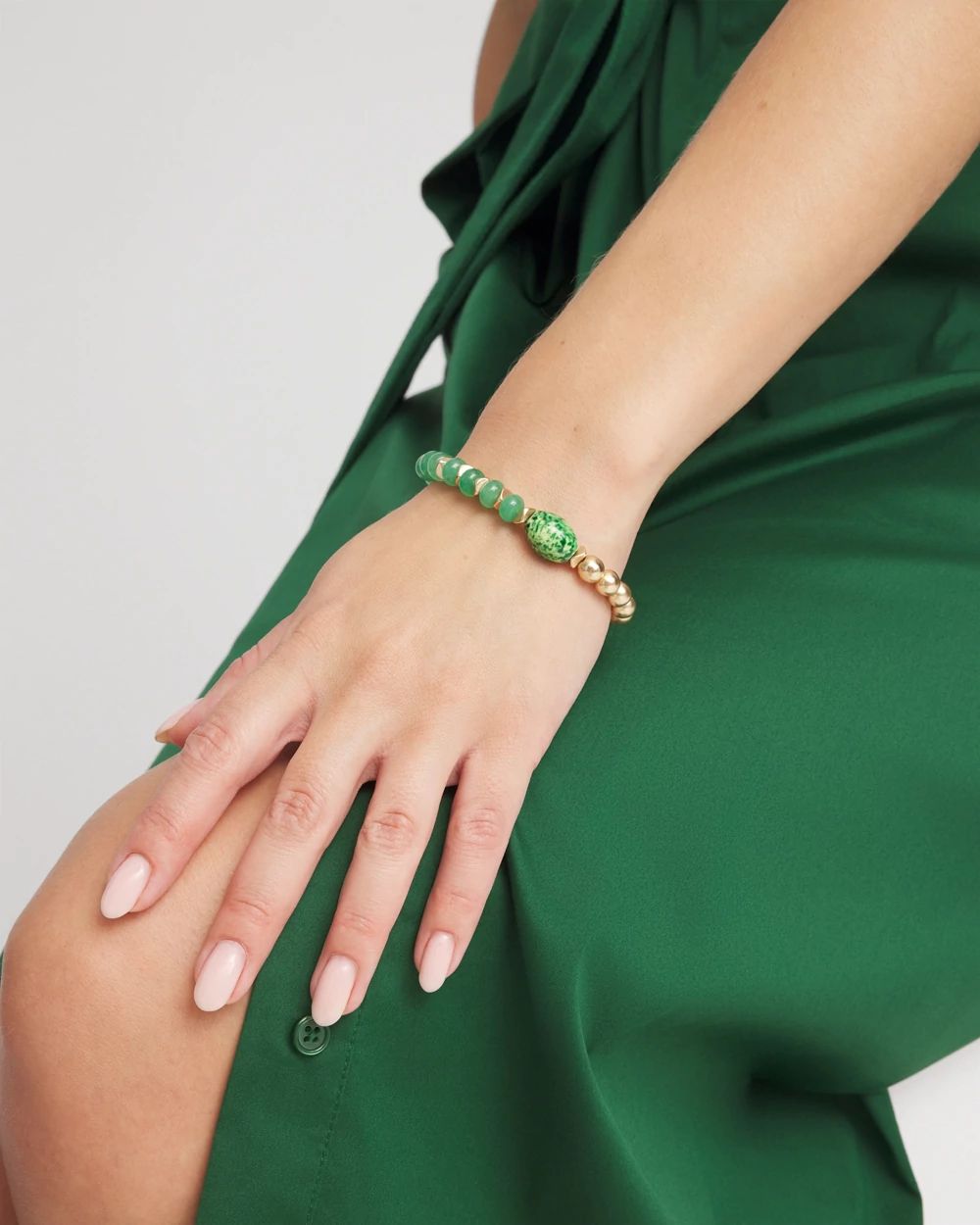 Two-Tone Agate Accented Stretch Bracelet
