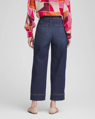 Pull-On Wide-Leg Cropped Jeans click to view larger image.