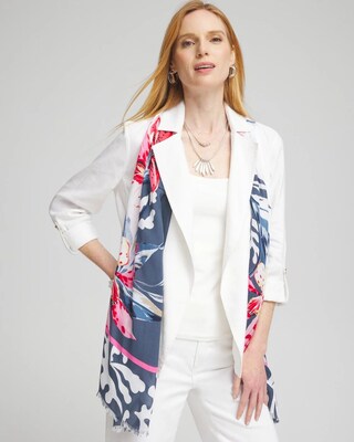 Silk Blend Floral Oblong Scarf