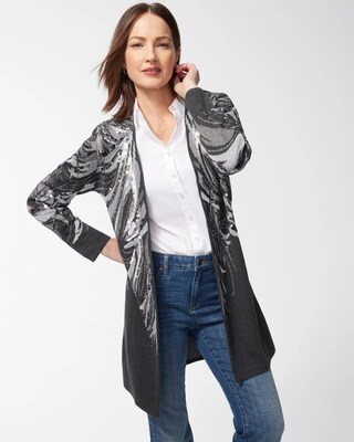 Embellished Jacquard Cardigan Sweater