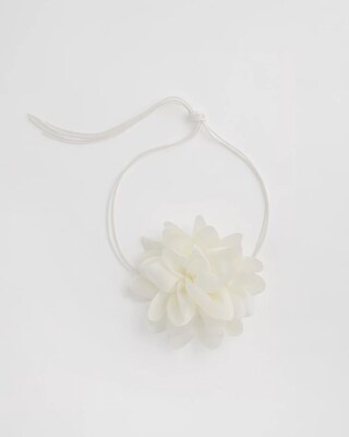 White Flower Tie Choker Necklace click to view larger image.