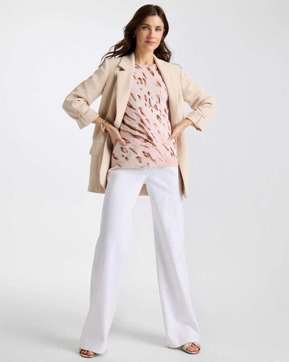 Ella Crewneck Printed Pullover Sweater click to view larger image.