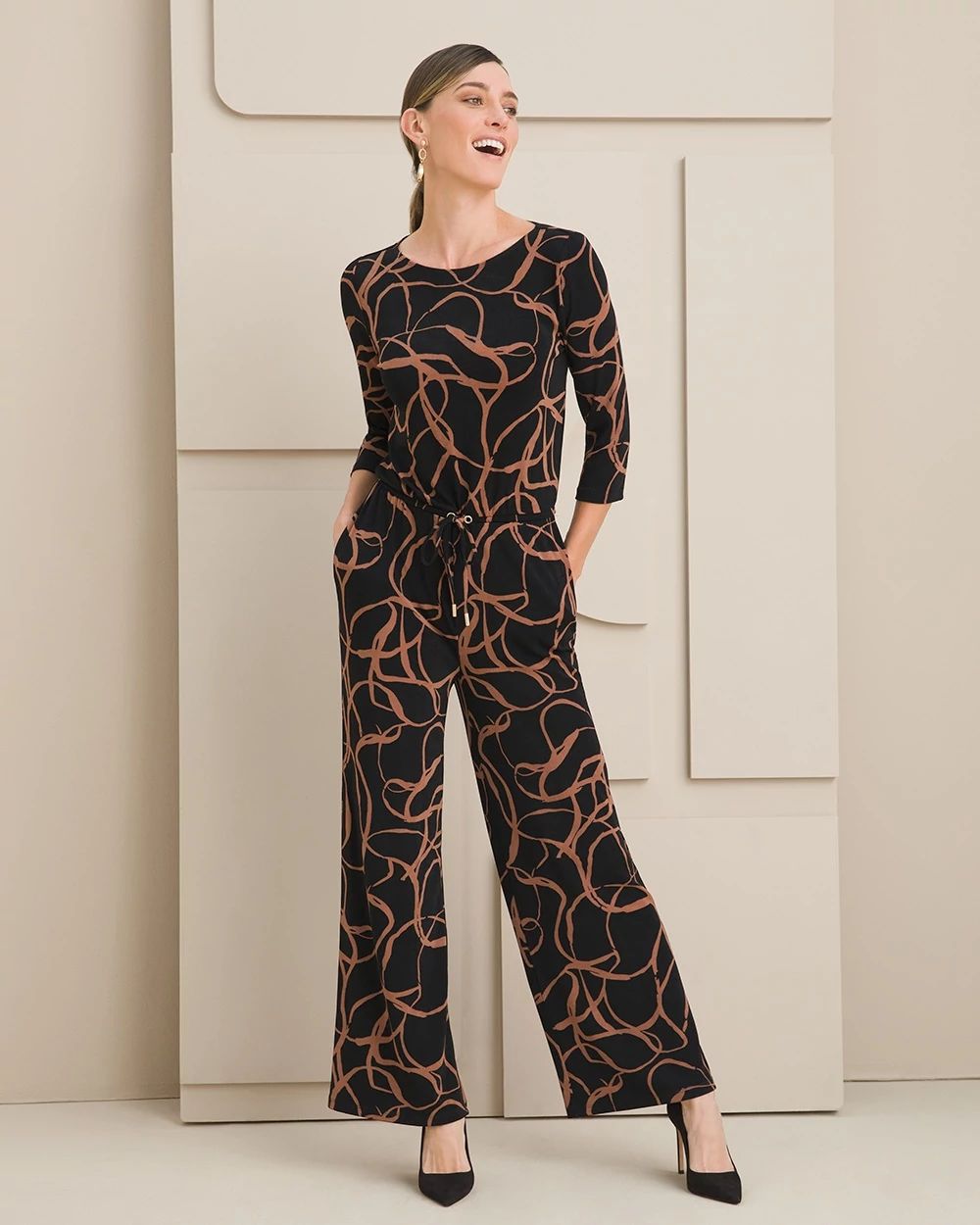 Travelers Classic Printed 3/4-Sleeve Jumpsuit