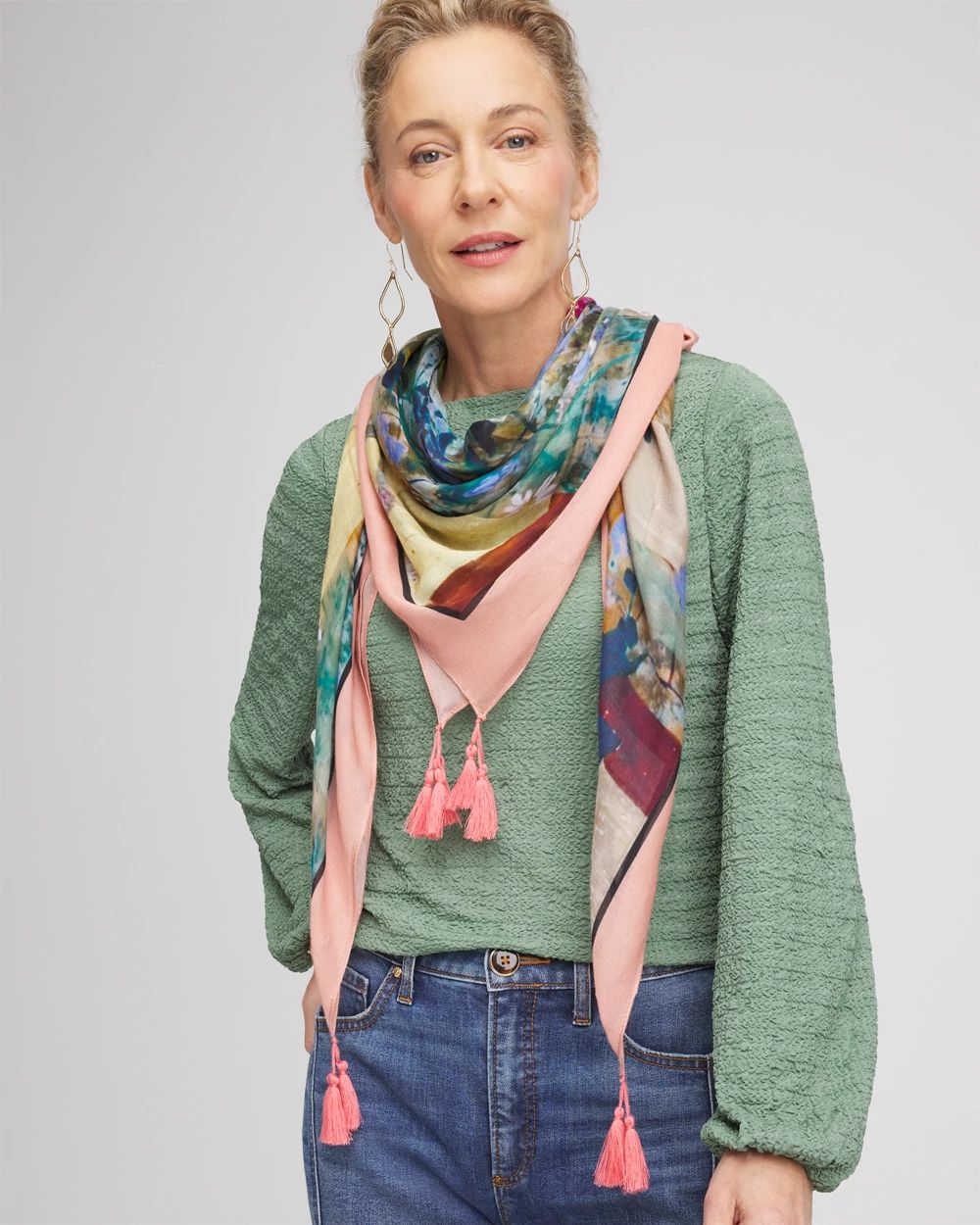 Tassel Abstract Square Scarf