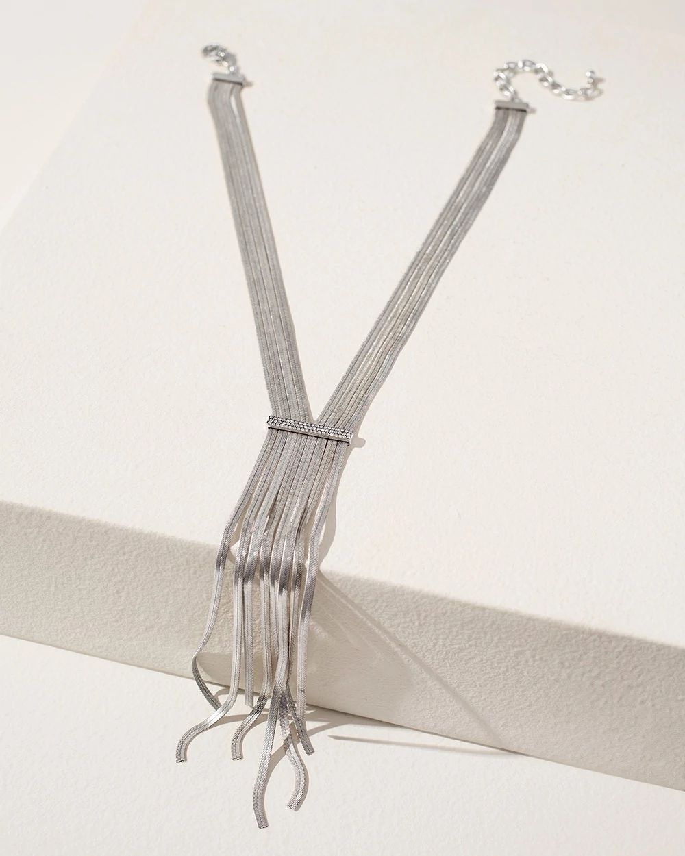 Silver Tone Long Y-Necklace
