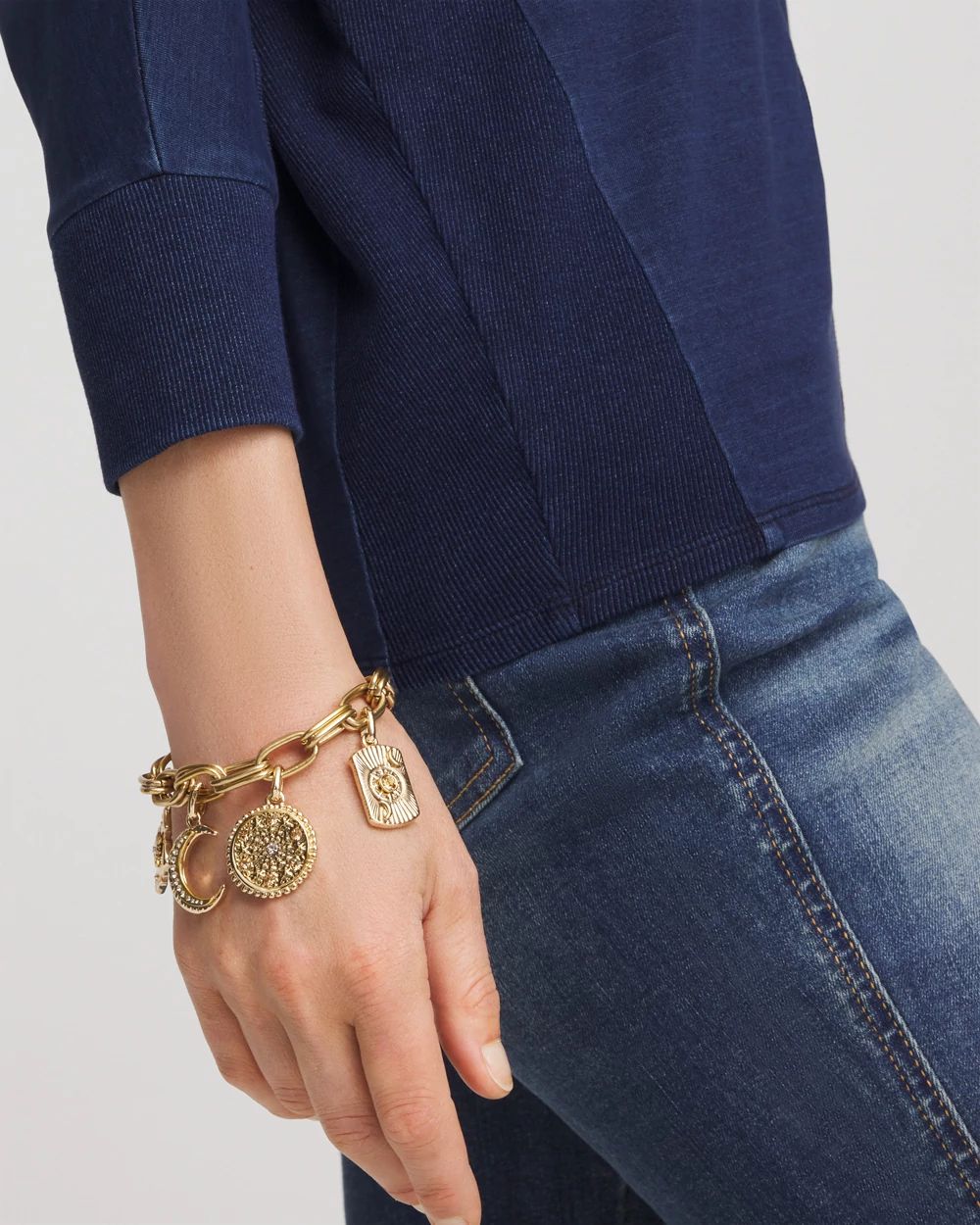 Gold Celestial Charm Bracelet click to view larger image.