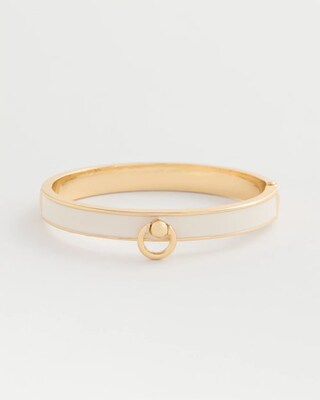 Mixed Metal White Epoxy Hinge Bangle