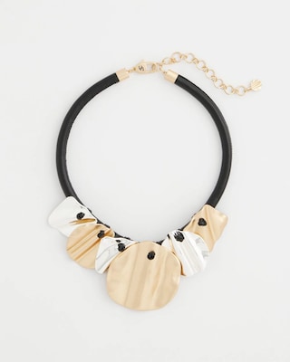 Crinkle Mixed Metal Bib Necklace