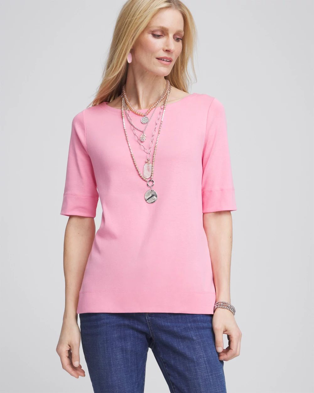 Pima Cotton Bateau-Neck Tee