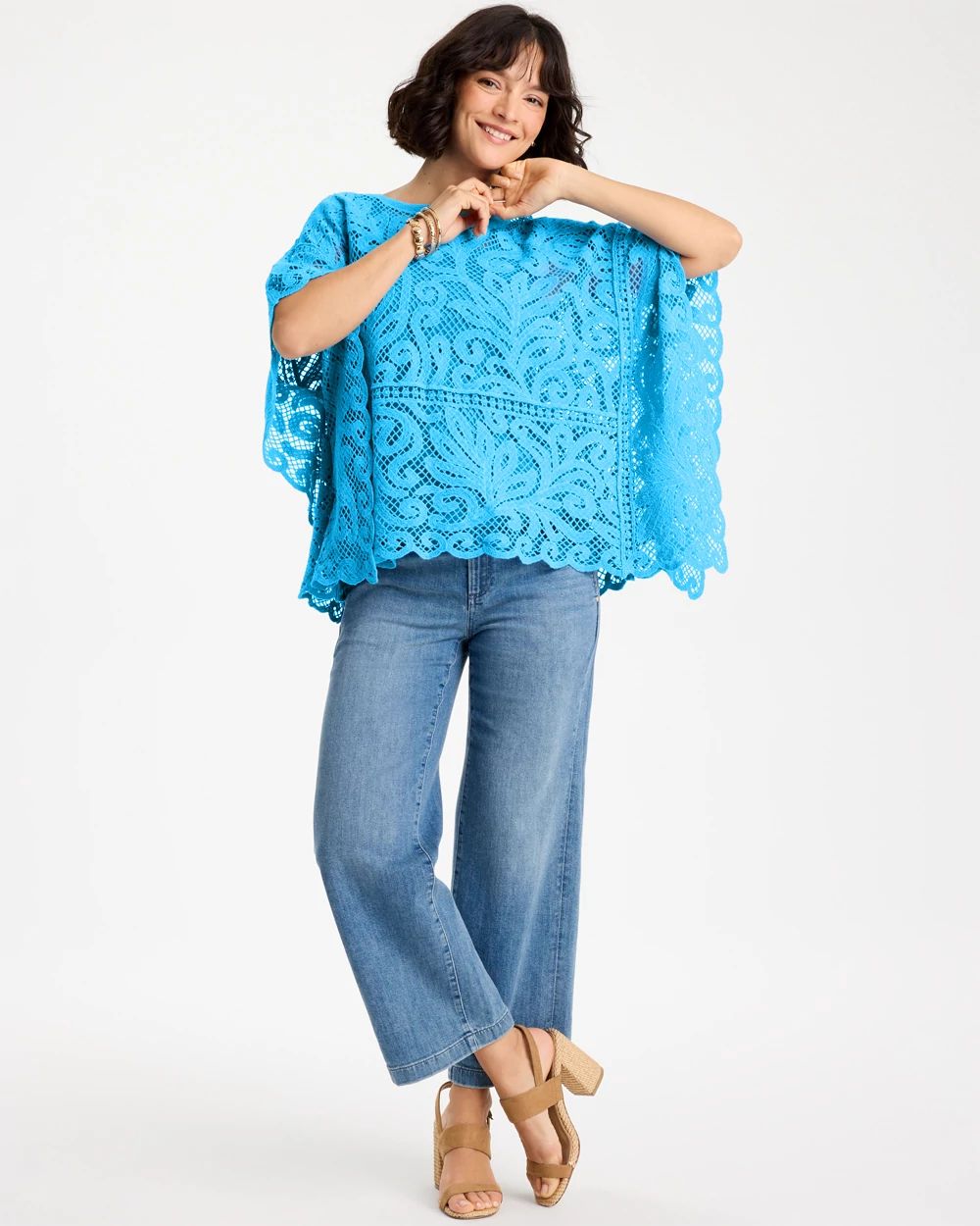 Cotton Crochet Lace Poncho click to view larger image.