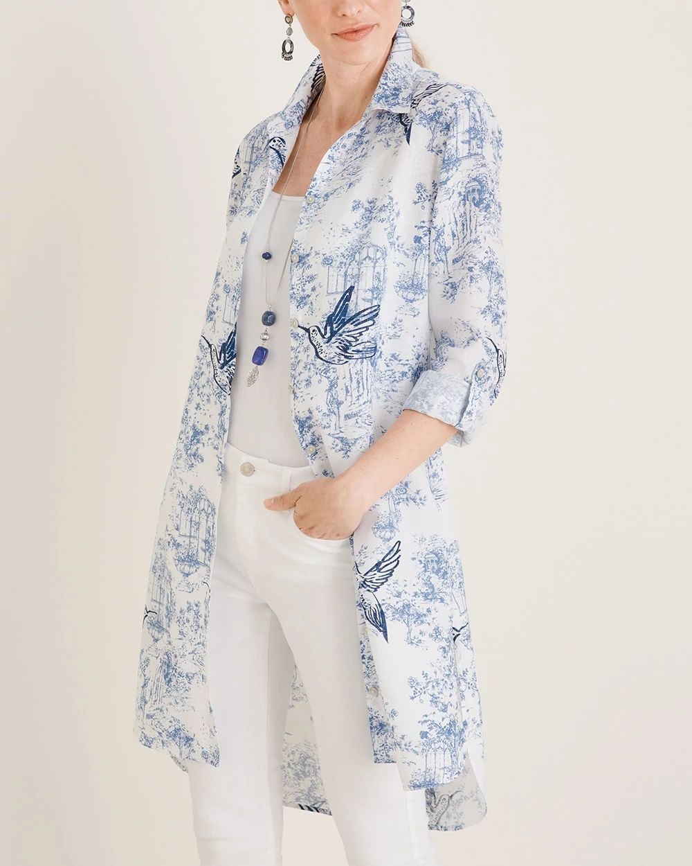 No-Iron FreshChic Linen Long Shirt