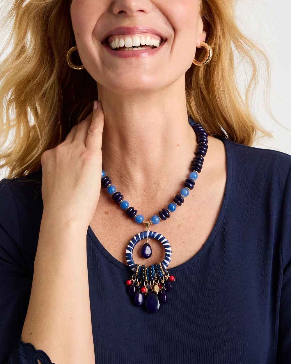 Americana Mixed Media Pendant Necklace click to view larger image.