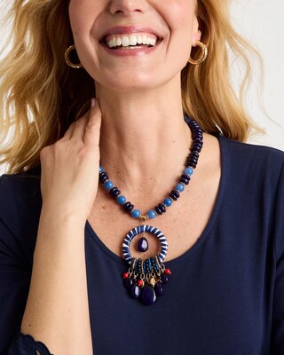 Americana Mixed Media Pendant Necklace click to view larger image.