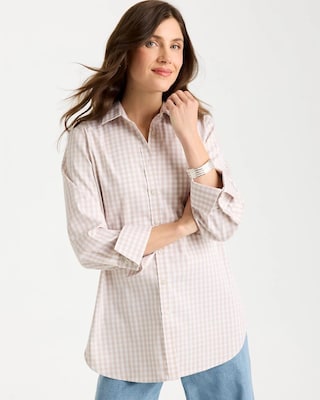No Iron™ Stretch Neutral Gingham Shirt
