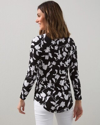 Floral Button Sleeve Slub Tunic