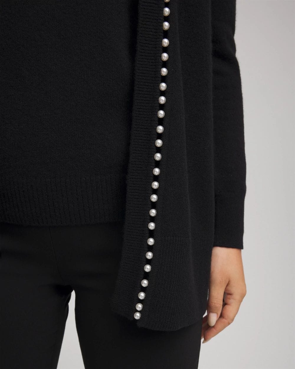 Cashmere Pearl-Trim Cardigan click to view larger image.