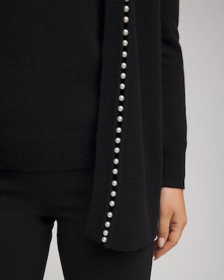 Cashmere Pearl-Trim Cardigan click to view larger image.