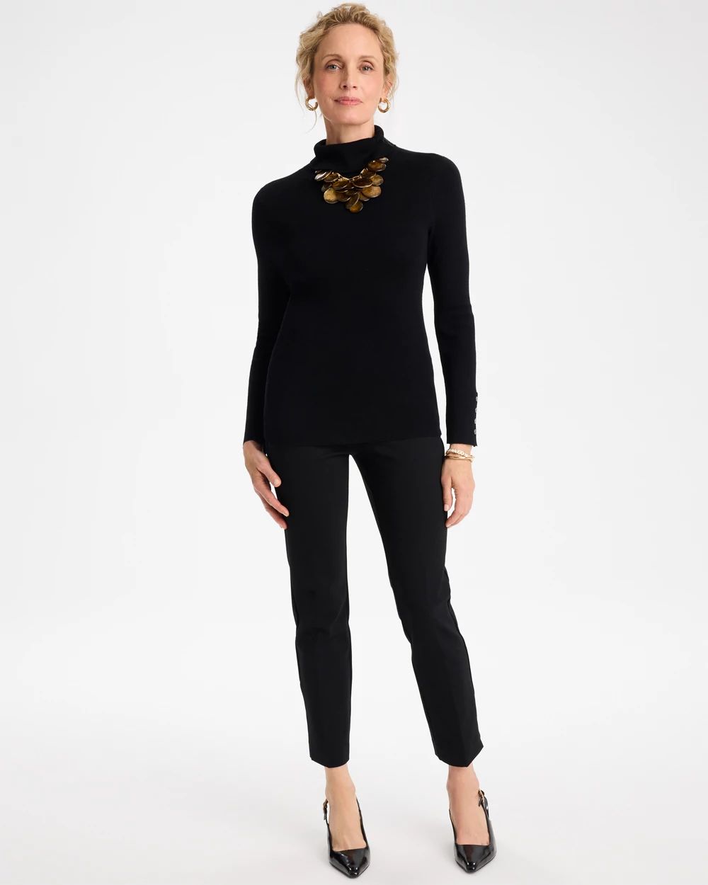 Ella Button Cuff Turtleneck Sweater click to view larger image.