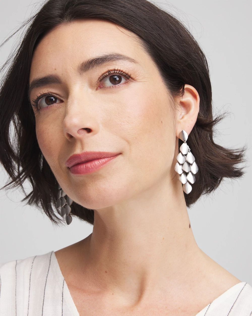 Satin Silver-Tone Chandelier Earrings