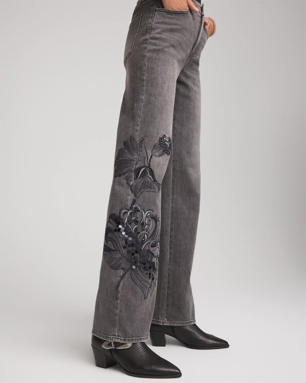 Printed High-Rise Wide-Leg Jean