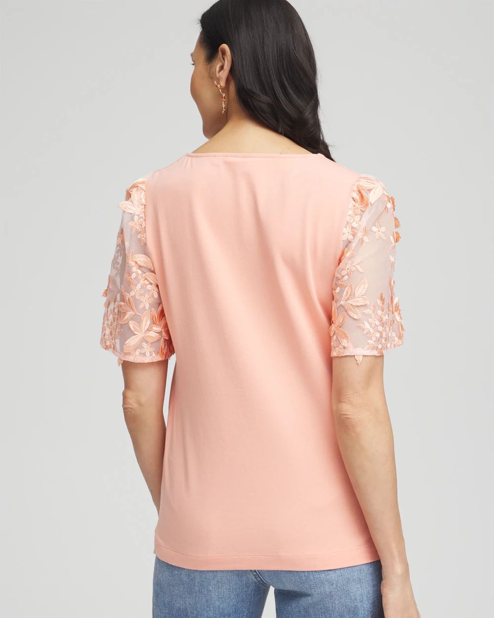 Floral Sleeved Square-Neck Tee click to view larger image.