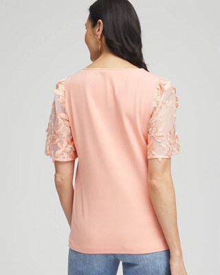 Floral Sleeved Square-Neck Tee click to view larger image.