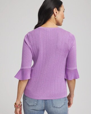 Ruffle Crew-Neck Pullover Sweater click to view larger image.