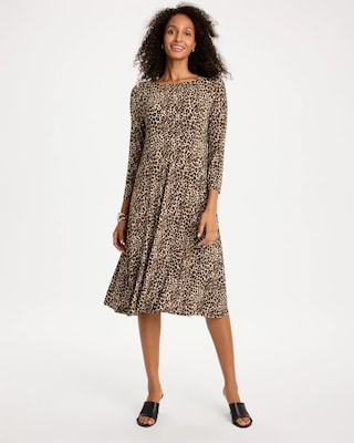 Travelers™ Leopard Boatneck Midi Dress