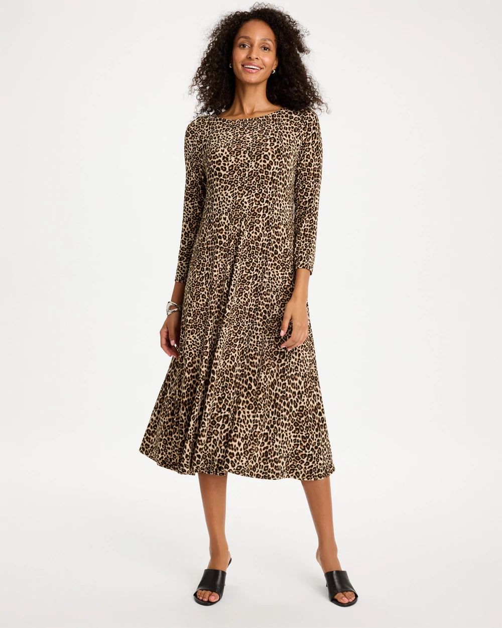 Travelers™ Leopard Boatneck Midi Dress