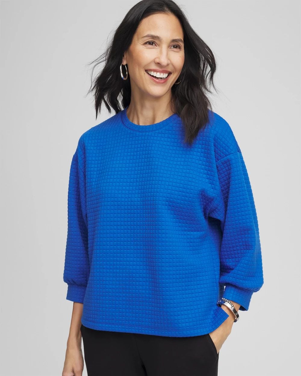 Zenergy® Jacquard Bubble-Sleeve Top