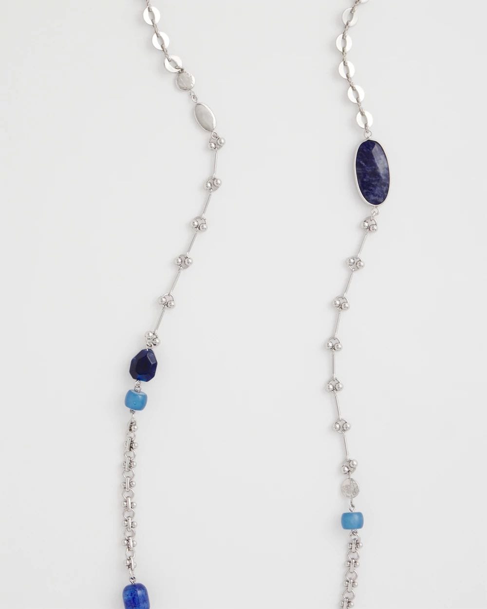Blue Accent Long Single Strand Necklace