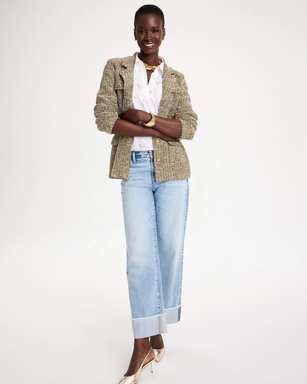 Vintage Chic Fray Straight Crops