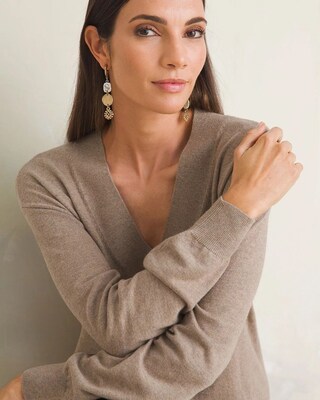 Cashmere-Blend V-Neck Sweater Tunic
