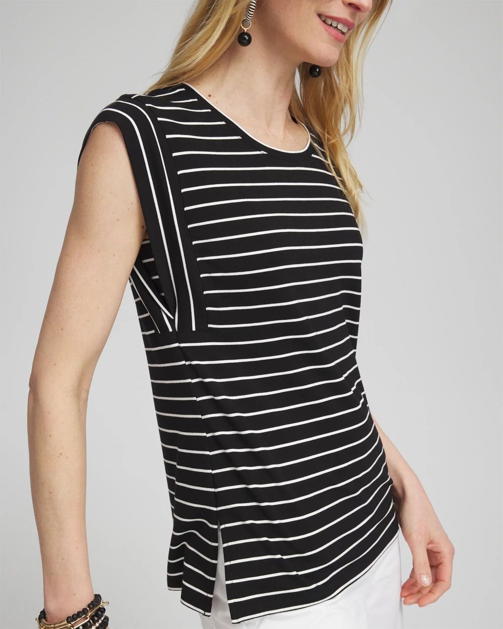 Stripe Cap Sleeve Tee