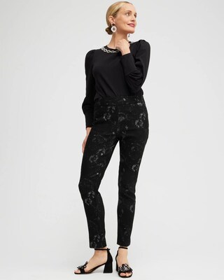 Brigitte Lurex Jacquard Ankle Pants