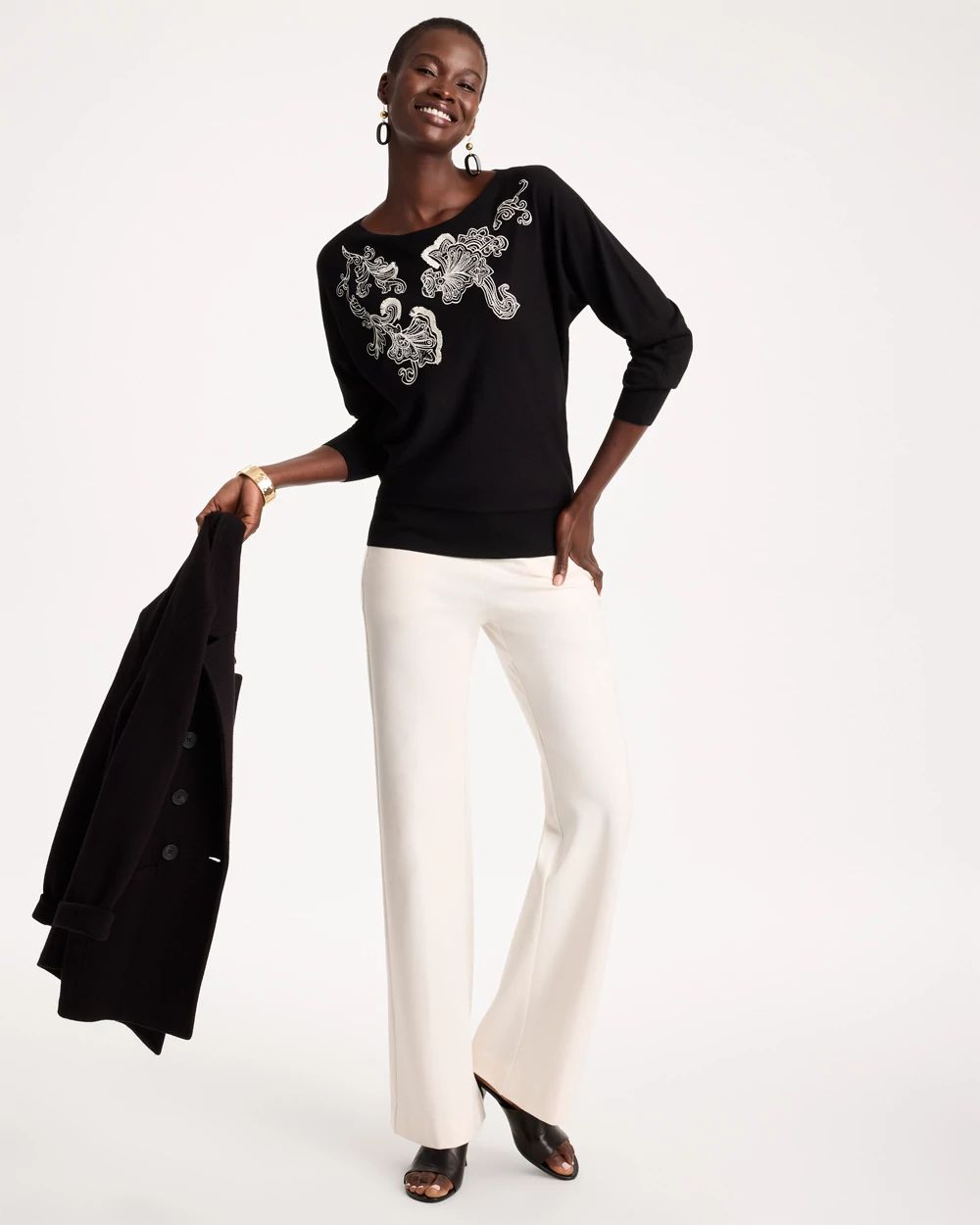 Embroidered Ella Pullover Sweater click to view larger image.