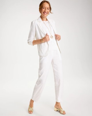 Soft-Stretch Linen Straight Tapered Ankle Pants click to view larger image.