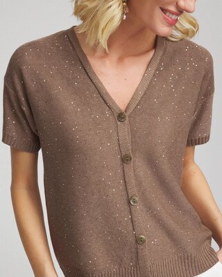 Sequin Short-Sleeved Cardigan click to view larger image.