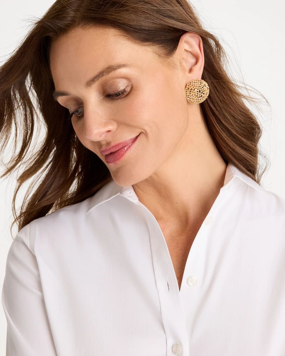 Sea Foam Medallion Stud Earrings