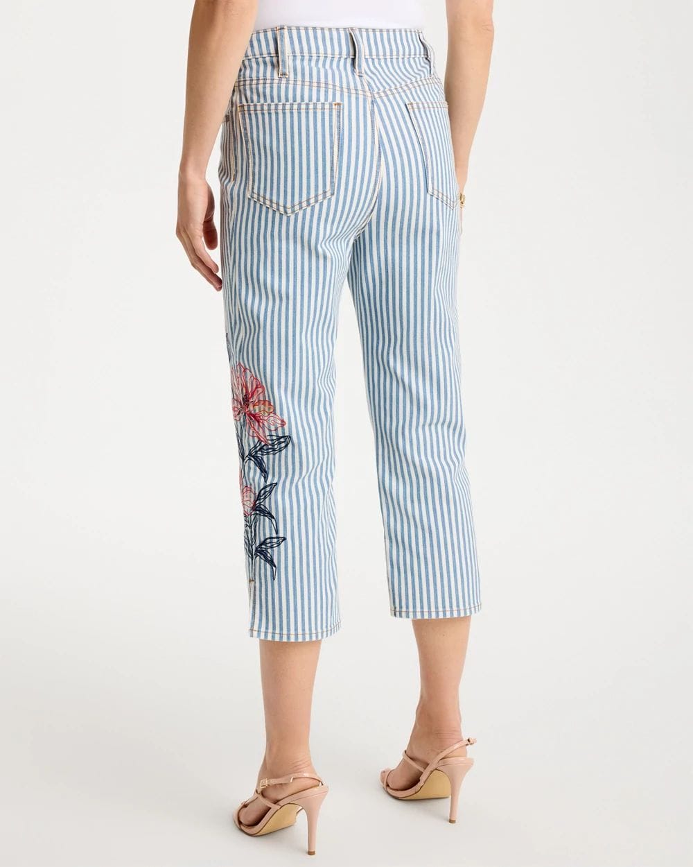 Girlfriend Slim Striped Capri Jeans click to view larger image.