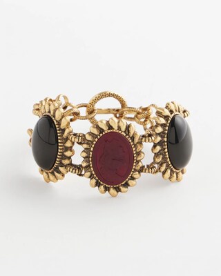 Black Red Cab Toggle Bracelet